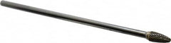 Atrax - 3/8" Cut Diam, 1/4" Shank Diam, Tree with Radius Head Double Cut Burr - Carbide, Radius End, 3/4" LOC, 6-3/4" OAL - Benchmark Tooling