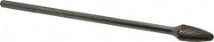 Atrax - 1/2" Cut Diam, 1/4" Shank Diam, Tree with Radius Head Double Cut Burr - Carbide, Radius End, 1" LOC, 7" OAL - Benchmark Tooling