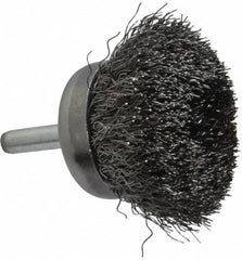 Weiler - 1-3/4" Diam, 1/4" Shank Diam, Steel Fill Cup Brush - 0.0118 Wire Diam, 3/4" Trim Length, 13,000 Max RPM - Benchmark Tooling