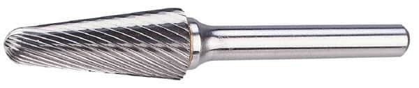 SGS Pro - 5/8" Cut Diam, 1/4" Shank Diam, Taper Head Double Cut Burr - Carbide, Radius End, 1-5/16" LOC - Benchmark Tooling