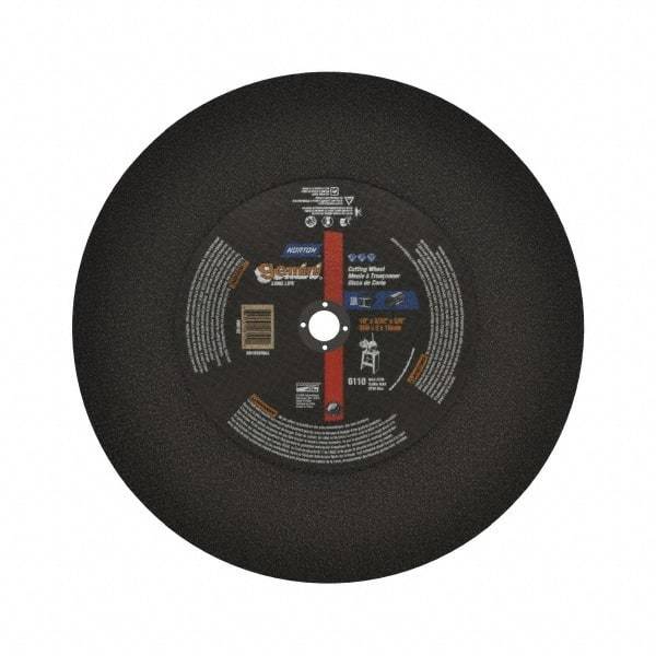 Norton - 10" Aluminum Oxide Cutoff Wheel - 3/32" Thick, 5/8" Arbor, 6,110 Max RPM, Use with Stationary Tools - Benchmark Tooling