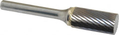 Atrax - 1/2" Cut Diam, 6mm Shank Diam, Cylinder Head Single Cut Burr - Carbide, Flat End, 1" LOC, 2-3/4" OAL - Benchmark Tooling