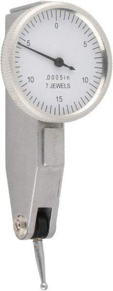 Value Collection - 0.03 Inch Range, 0.0005 Inch Dial Graduation, Horizontal Dial Test Indicator - 1.26 Inch White Dial, 0-15-0 Dial Reading - Benchmark Tooling