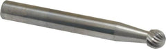 Atrax - 1/4" Cut Diam, 6mm Shank Diam, Ball Head Single Cut Burr - Carbide, Radius End, 1/4" LOC, 2" OAL - Benchmark Tooling