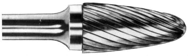 M.A. Ford - 5/8" Cut Diam, 1/4" Shank Diam, Tree with Radius Head Double Cut Burr - Carbide, Radius End, 1" LOC, 3" OAL - Benchmark Tooling