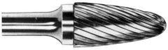 M.A. Ford - 1/2" Cut Diam, 1/4" Shank Diam, Tree with Radius Head Double Cut Burr - Carbide, Radius End, 1" LOC, 3" OAL - Benchmark Tooling
