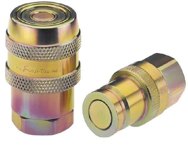 Parker - 1-1/4 Thread Stainless Steel Hydraulic Hose Valved Coupler - 4,000 psi, 90 GPM - Benchmark Tooling