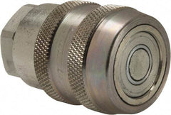 Parker - 3/8 Thread Steel Hydraulic Hose Valved Coupler - 10,000 psi, 12 GPM - Benchmark Tooling