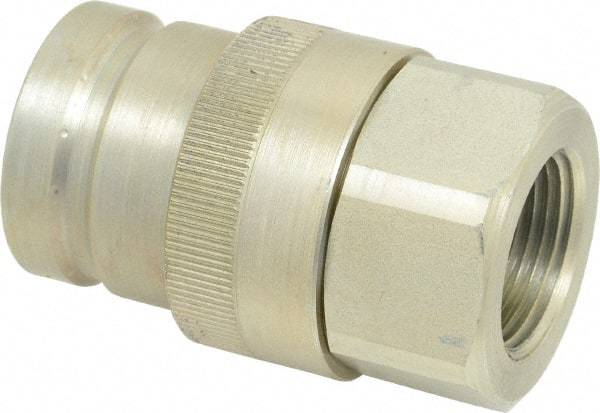 Parker - 1 Thread Steel Hydraulic Hose Valved Coupler - 7,500 psi, 90 GPM - Benchmark Tooling