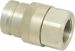 Parker - 1 Thread Steel Hydraulic Hose Valved Coupler - 7,500 psi, 90 GPM - Benchmark Tooling