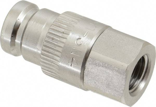 Parker - 1/4 Thread Stainless Steel Hydraulic Hose Valved Coupler - 5,000 psi, 6 GPM - Benchmark Tooling