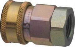 Parker - 1-1/4 Thread Steel Hydraulic Hose Valved Coupler - 1,750 psi, 120 GPM - Benchmark Tooling