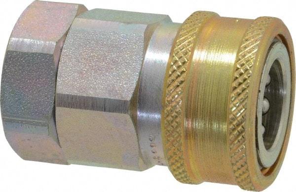 Parker - 1/2 Thread Steel Hydraulic Hose Valved Coupler - 4,000 psi, 30 GPM - Benchmark Tooling