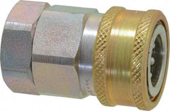 Parker - 1/2 Thread Steel Hydraulic Hose Valved Coupler - 4,000 psi, 30 GPM - Benchmark Tooling