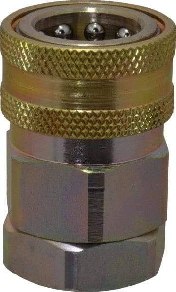 Parker - 3/4 Thread Steel Hydraulic Hose Valved Coupler - 3,500 psi, 52 GPM - Benchmark Tooling