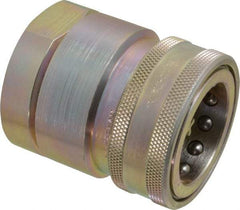 Parker - 1-1/2 Thread Steel Hydraulic Hose Valved Coupler - 1,500 psi, 175 GPM - Benchmark Tooling