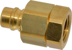 Parker - 1/2 Thread Brass Hydraulic Hose Valved Coupler - 2,000 psi, 30 GPM - Benchmark Tooling