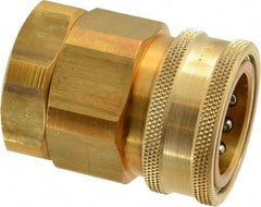 Parker - 1 Thread Brass Hydraulic Hose Valved Coupler - 1,750 psi, 80 GPM - Benchmark Tooling
