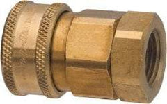 Parker - 1-1/4 Thread Brass Hydraulic Hose Valved Coupler - 350 psi, 120 GPM - Benchmark Tooling