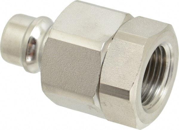 Parker - 1/2 Thread Stainless Steel Hydraulic Hose Valved Coupler - 3,750 psi, 30 GPM - Benchmark Tooling