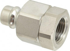 Parker - 1/2 Thread Stainless Steel Hydraulic Hose Valved Coupler - 3,750 psi, 30 GPM - Benchmark Tooling