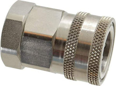 Parker - 3/4 Thread Stainless Steel Hydraulic Hose Valved Coupler - 2,000 psi, 52 GPM - Benchmark Tooling