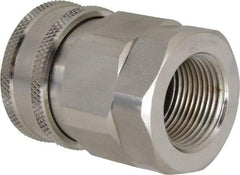 Parker - 1 Thread Stainless Steel Hydraulic Hose Valved Coupler - 2,000 psi, 80 GPM - Benchmark Tooling