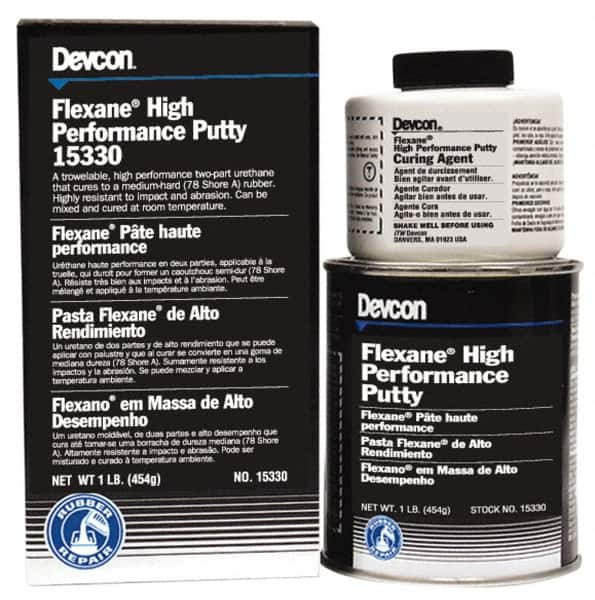 Devcon - 1 Lb Kit Black Butyl Rubber Putty - 120°F (Wet), 180°F (Dry) Max Operating Temp, 15 min Tack Free Dry Time - Benchmark Tooling