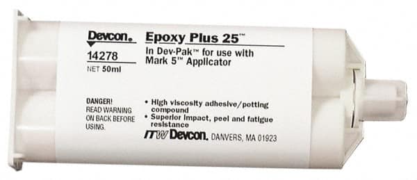 Devcon - 50 mL Cartridge Two Part Epoxy - 25 min Working Time, 2,750 psi Shear Strength - Benchmark Tooling