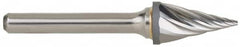 M.A. Ford - 5/8" Cut Diam, 1/4" Shank Diam, Taper Head Single Cut Burr - Carbide, Radius End, 1-5/16" LOC, 3-7/16" OAL - Benchmark Tooling