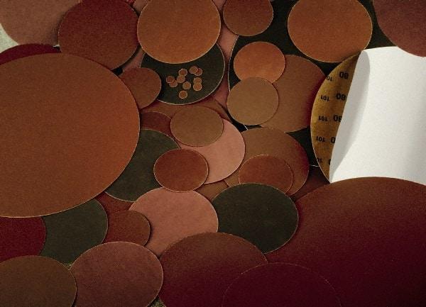 Made in USA - 1/2" Diam, 36 Grit Aluminum Oxide Adhesive PSA Disc - Very Coarse Grade, X Weighted Cloth Backing, For Low Speed Dual-Action Sanders, Random Orbital Sanders - Benchmark Tooling