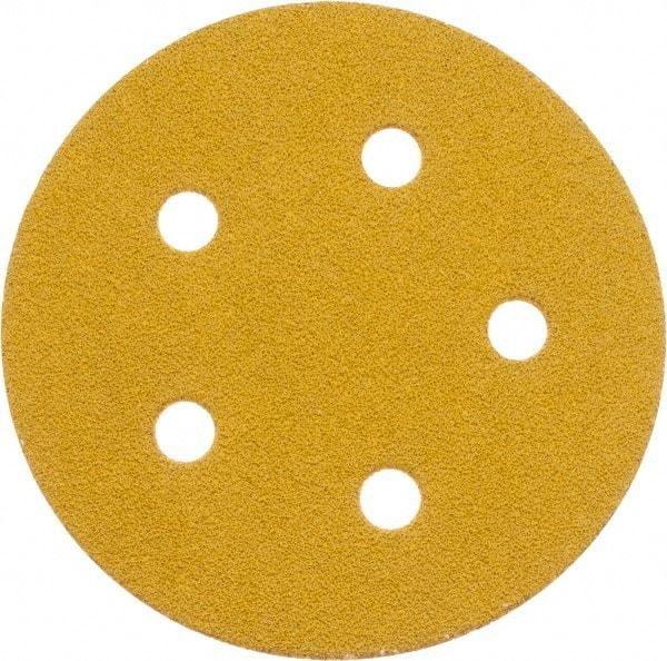 Made in USA - 5" Diam, 60 Grit, Aluminum Oxide Hook & Loop Disc - Medium Grade, Coated, E Weight Paper Backing, - Benchmark Tooling
