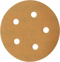 Made in USA - 5" Diam, 120 Grit, Aluminum Oxide Hook & Loop Disc - Fine Grade, Coated, C Weight Paper Backing, - Benchmark Tooling