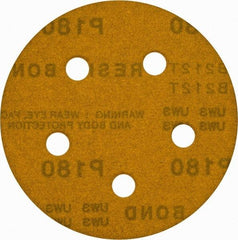 Made in USA - 5" Diam, 180 Grit, Aluminum Oxide Hook & Loop Disc - Very Fine Grade, Coated, C Weight Paper Backing, - Benchmark Tooling