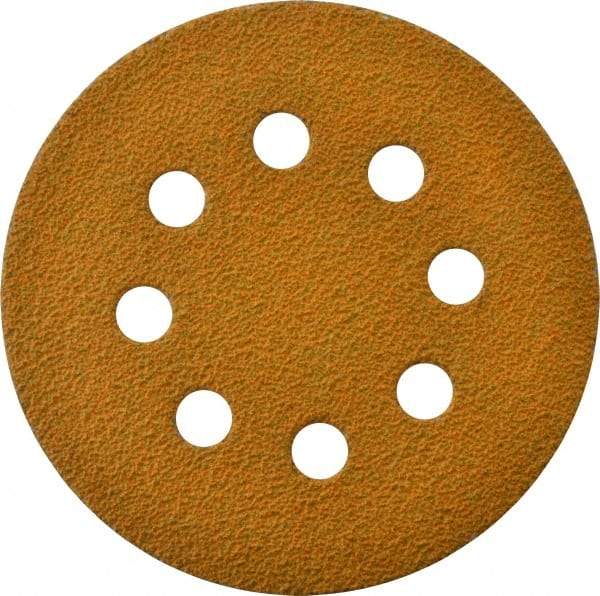 Made in USA - 5" Diam, 40 Grit, Aluminum Oxide Hook & Loop Disc - Coarse Grade, Coated, E Weight Paper Backing, - Benchmark Tooling