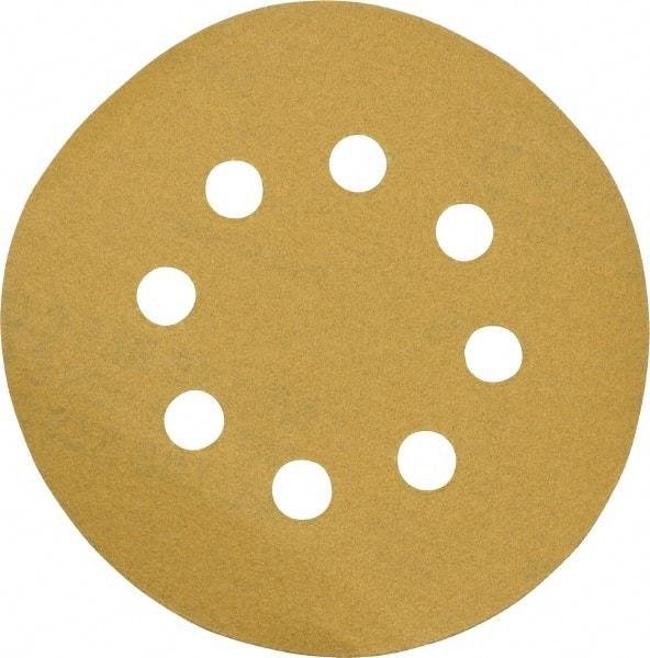 Made in USA - 5" Diam, 120 Grit, Aluminum Oxide Hook & Loop Disc - Fine Grade, Coated, C Weight Paper Backing, - Benchmark Tooling