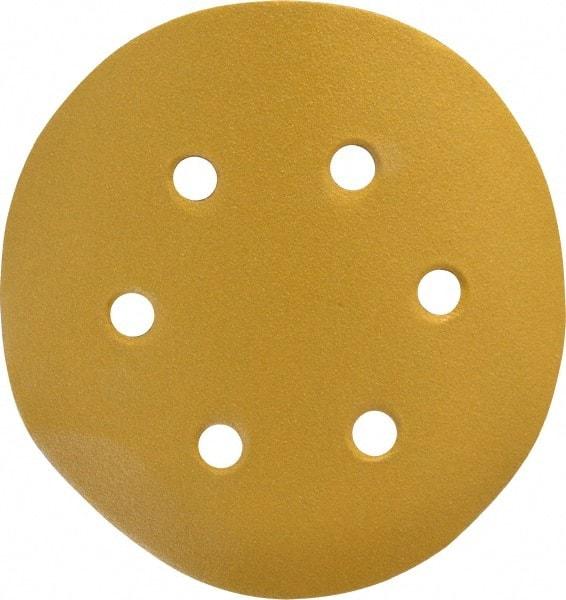 Made in USA - 6" Diam, 120 Grit, Aluminum Oxide Hook & Loop Disc - Fine Grade, Coated, C Weight Paper Backing, - Benchmark Tooling