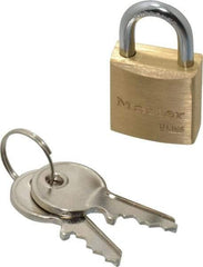 Master Lock - 7/16" Shackle Clearance, Keyed Alike Padlock - 5/32" Shackle Diam, Brass - Benchmark Tooling