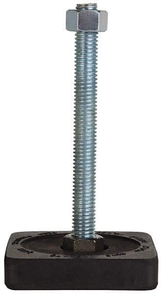 Tech Products - 350 Lb Capacity, 1/2-13 Thread, Steel Stud, Studded Pivotal Socket Mount Leveling Pad & Mount - 5" Stud Length, 3" Base Diam, Neoprene Pad - Benchmark Tooling