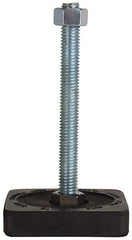 Tech Products - 350 Lb Capacity, 1/2-13 Thread, Steel Stud, Studded Pivotal Socket Mount Leveling Pad & Mount - 5" Stud Length, 3" Base Diam, Neoprene Pad - Benchmark Tooling