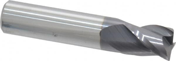 Accupro - 1/2", 3 Flute, Single End, Solid Carbide, 0.02" Corner Radius End Mill - 2-1/2" OAL, 35° Helix, Right Hand Flute, 5/8" LOC, Right Hand Cut - Benchmark Tooling
