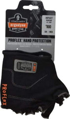 Ergodyne - Size S/M (7-8) Cotton Spandex Anti-Vibration/Impact Protection Work Gloves - For Mechanic's & Lifting, Uncoated, Slip-On Cuff, Half Fingered, Black, Paired - Benchmark Tooling