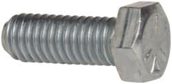 Made in USA - 3/8-16 UNC, 1" Length Under Head Hex Head Cap Screw - Fully Threaded, Grade 5 Steel, Zinc-Plated Finish, 9/16" Hex - Benchmark Tooling