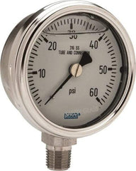 Wika - 2-1/2" Dial, 1/4 Thread, 0-60 Scale Range, Pressure Gauge - Lower Connection Mount, Accurate to 2-1-2% of Scale - Benchmark Tooling