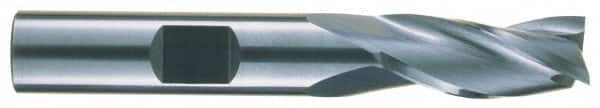 RobbJack - 9/16", 1-1/4" LOC, 9/16" Shank Diam, 3-1/2" OAL, 3 Flute, Solid Carbide Square End Mill - Single End, Uncoated, Spiral Flute, 30° Helix, Centercutting, Right Hand Cut, Right Hand Flute, Series NR-303 - Benchmark Tooling