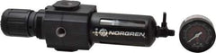 Norgren - 3/8" NPT Port Intermediate 1 Piece Filter/Regulator FRL Unit - Polycarbonate Bowl, 123 SCFM, 150 Max psi, 9.95" High x 2.68" Long, Manual Drain - Benchmark Tooling