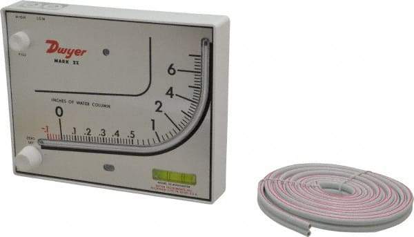 Dwyer - 15 Max psi, 3% Accuracy, Plastic Manometer - 15 Maximum PSI, 7 Inch Water Column, 140°F Max - Benchmark Tooling