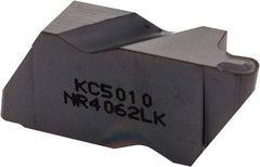Kennametal - 4062NR K Grade KC5010, 3.18mm Cutting Width Carbide Grooving Insert - 3.81mm Max Depth of Cut, Left Hand, 1.59mm Corner Radius, TiAlN Finish - Benchmark Tooling