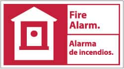NMC - Fire Alarm, Rigid Plastic Fire Sign - 18" Wide x 10" High, English/Spanish - Benchmark Tooling