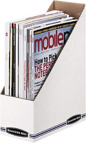 BANKERS BOX - White/Blue Magazine Stand - Corrugated Cardboard - Benchmark Tooling